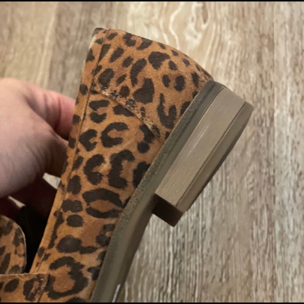 Clarks Leopard Print Suede Flats in Brown and Black